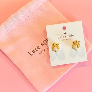 Kate Spade Gold and White Owl Earrings